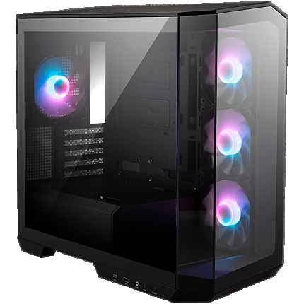 MSI MAG PANO M100R PZ, Micro - ATX Tower, M-ATX(Back-connect supported) / ITX, 1x USB 3.2 Gen 1 Type-A, 1xUSB 3.2 Gen2x2 Type- C, 1x Audio/1x Mic, LED Switch Loop Button, Power Button, 4x 120mm ARGB Fans, 270-degree panoramic tempered glass