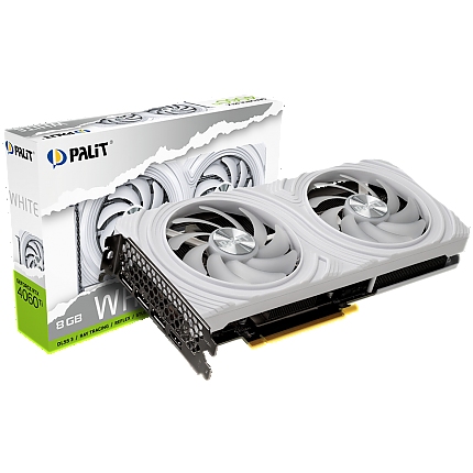 Palit RTX 4060Ti White 8GB GDDR6, 128 bits, 2310/2535 Mhz, 1x HDMI 2.1a, 3x DP 1.4a, two fan, 1x 8-pin Power connector, recommended PSU 650W, NE6406T019P1-1048L