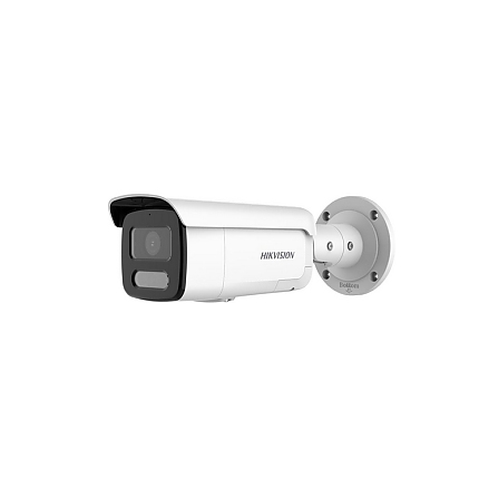 HikVision 2 MP AcuSense Fixed Bullet Network Camera with Strobe Light and Audible Warning, 4 mm, IR up to 60m, 120 dB WDR, 3D DNR, H.265+, IP67, Built-in microphone and speaker, Built-in memory card slot up to 256 GB, 12Vdc/PoE 12W