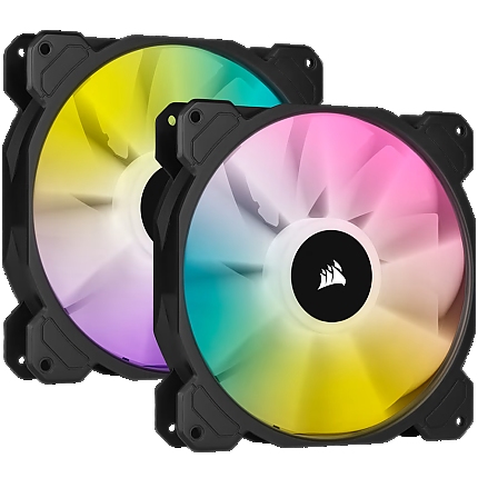 Corsair SP Series, SP140 RGB ELITE, 140mm RGB LED Fan with AirGuide, Dual Pack with Lighting Node CORE, EAN:0840006636670