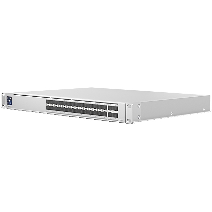 UBIQUITI Hi-Capacity Aggregation; (28) 10G SFP+ ports; (4) 25G SFP28 ports; DC power backup-ready; Layer 3 switching.