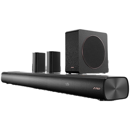 F&D HT-500DA 5.1 Wireless Soundbar, Atmos/Dolby, 190W (bar: 20W*4, Surround:15W*2: SW:80W), BT/AUX/HDMI(ARC)/USB/Optical/Coaxial, Touch buttons, black