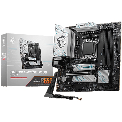 MSI B650M GAMING PLUS WIFI, mATX, AMD Ryzen Dual Channel DDR5 7200+(OC)MHz, 1x PCIe x16 slot, 2x PCI-Ex1 slots, 1x HDMI, 1x DP, 4x USB 5Gbps Type A, 3xUSB 10GBps Type A, 1xUSB 10Gbps Type C, 7.1 HD Audio, 2.5Gbps LAN, WI-FI 6E, BT, 3Y