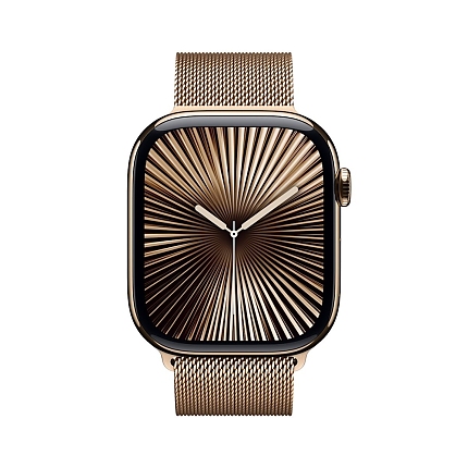 Apple Watch S10 Cellular 42mm Gold Titanium Case with Gold Milanese Loop