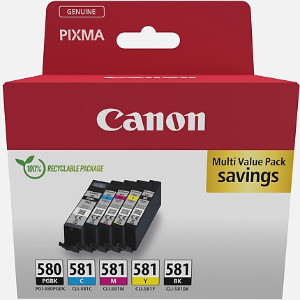 Canon PGI-580/CLI-581 PBK/C/M/Y Pigment + Ink Cartridge Multi Pack