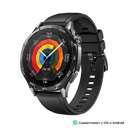 Huawei Watch GT5 Vili-B19F, 1.43", Amoled 466x466 PPI 326, BT5.2 BLE/BR/EDR, 5ATM, 524mAh, Screenshot sharing, support message input, message notifications, Battery life up to 14 days, Compatible with iOS and Android devices, Black Fluoroelastomer