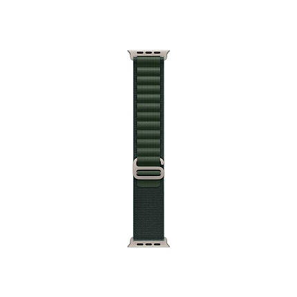 Apple Watch 49mm Loop: Dark Green Alpine Loop - Small - Natural Titanium Finish