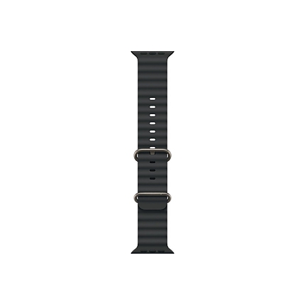 Apple Watch 49mm Band: Black Ocean Band - Natural Titanium Finish