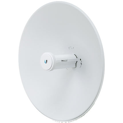 Ubiquiti airMAX PowerBeam 5AC, High-performance 5 GHz Point-to-Point (PtP) bridge with integrated dish reflector, 5 GHz, 15+ km link range, 450+ Mbps throughput, Dedicated spectral analysis radio, Dedicated WiFi management radio, 1 x GbE RJ45 port