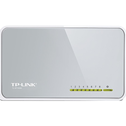 Switch TP-Link TL-SF1008D, 8-Port RJ45 10/100Mbps desktop switch, Fanless, LED indicator, Auto Negotiation/Auto MDI/MDIX, Plastic case