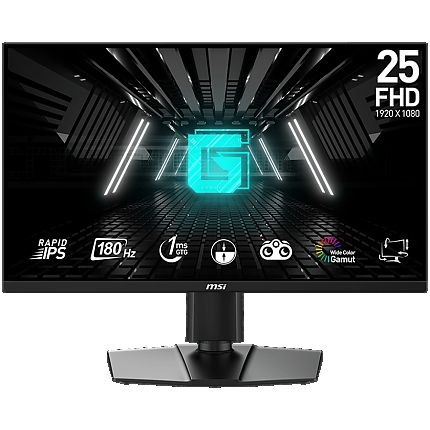 MSI G255PF E2 Gaming Monitor, 24.5"" 180Hz, FHD (1920x1080) 16:9, Rapid IPS Anti-glare, 1ms, 300nits, 1000:1, 178°/178°, AMD FreeSync, Adjustable Stand, 1x DP, 2x HDMI, 3Y Warranty