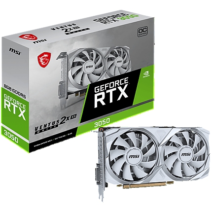 MSI Video Card Nvidia GeForce RTX 3050 VENTUS 2X XS WHITE 8G OC, 8GB GDDR6, 128bit, Boost: 1807 MHz, 2560 CUDA Cores, PCIe 4.0, 1x DP 1.4a, 1xHDMI 2.1a, 1xDL-DVI-D, RAY TRACING, Dual Fan, 500W, 3Y