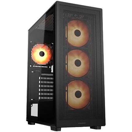 COUGAR | MX220 RGB Black | PC Case | Mid Tower / Mesh Front Panel / 4 x 120mm ARGB Fans / Transparent Left Panel