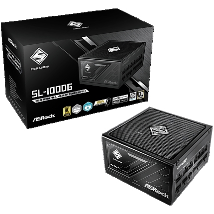 Asrock SL-1000G, 1000W, 80 Plus GOLD, Fully Modular PSU, Japanese Capacitors, 2x EPS 12V CPU(4+4pin), 1x PCIe5.1 (12+4pin), 3x PCIe (6+2pin), 3x 4-pin connectors, 9x SATA, OCP, SCP, OVP, UVP, OTP, OPP protections, 135 mm Axial Fan, ATX 3.1