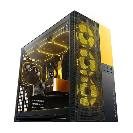 Geometric Future кутия Case EATX - Model 5 Vent Black/Yellow - 5 x 140 mm aRGB fans included