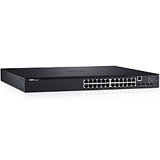 Dell Networking N1524P, PoE+, 24x 1GbE + 4x 10GbE SFP+ fixed ports, Stacking, IO to PSU airflow, AC 210-AEVY CAMPUS Smart Value Dell EMC Networking N1524P