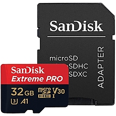 К°р‚° п°мµ‚ Sandisk Extreme&reg; Pro microSDHC Card, 32GB, SD Adapter, Class 10, A1, V30, UHS-I, U3, 100Mb/s