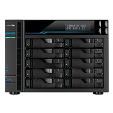 Asustor Lockerstore Pro 10 AS7110T,10 Bay NAS, Intel Xeon Quad-Core E-2224 3.4GHz (up to 4.6GHz) , 8GB DDR4 ECC SODIMM, 2.5GbE x3, 10GbE x1, M.2 Drive Slots x 2, USB 3.2Gen2 x2, USB 3.2Gen1 x1, WOW (Wake on WAN), WOL, System Sleep Mode, AES-NI hardware e