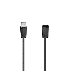 Удължителен кабел HAMA, USB-A женско - USB-A мъжко, 1.5 м, 480 Mbit/s, Черен