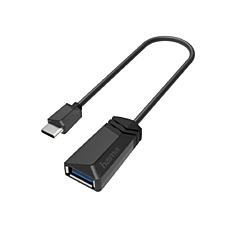 Адаптер HAMA USB-C мъжко - USB 3.2 Gen 1 A женско, 5Gbit/s, 0.15 м., Черен