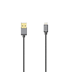 Кабел HAMA Elite USB-A мъжко - Lightning мъжко, 0.75 м., метал, Антрацит