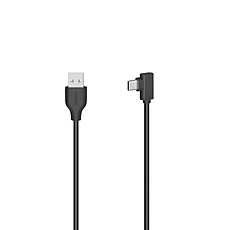 Кабел HAMA USB-C мъжко- USB A, 90&deg;, 0.75 м, USB 2.0, 480Mbit/s, Черен