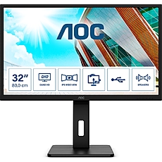 AOC Q32P2, 31.5" IPS WLED, 2560x1440@75Hz, 4ms GTG, 250cd/m2, 1000:1, 50M:1 DCR, Adaptive Sync, FlickerFree, Low Blue Light, 3Wx2, Tilt, Height Adjust, Pivot, Swivel, 2xHDMI, DP, USB hub