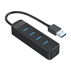 Orico хъб USB3.0 HUB 4 port - Type C input, 1m cable, aux Type-C power input - TWU3-4A-10