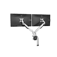 Makki Стойка за два монитора Monitor Mount - GL732 Aluminuim White - 2 Monitors, Gas Lifters, 2 x USB3.0 - MA-GL732-U3-WH