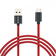 Orico кабел Cable - USB2.0 Type A to Type-C - 5A Fast Charging, Kevlar Braided, 1m - KAC-10-RD