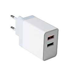 VCom бързо зарядно Charger Wall - QC3.0 2xUSB 30W White - M050