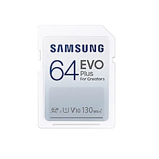 Samsung 64GB SD Card EVO Plus, Class10, Transfer Speed up to 130MB/s