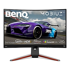 BenQ MOBIUZ 2K EX3210R, 31.5'' VA, 165Hz, 1ms, 2560x1440 QHD, 16:9 Curved Gaming, FreeSync Pro, P3 90%, sRGB, Flicker-free, Light Tuner,HDR 400,HDRi, B.I.+,LBL, Black eQualizer, 1000:1, 400cd/m2, treVolo 2x2W+5W woofer, 2xHDMI 2.0, DP, Height Adj., Gray