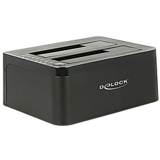 Външна докинг станция Delock 62661, за 2.5&quot;/3.5&quot; HDD/SSD, USB 3.0, Функция за клониране, Черен