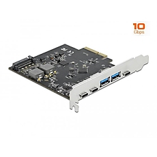 Контролер Delock PCI Express Card x4 -&gt; 3 x USB-C + 2x USB-A 10Gbps