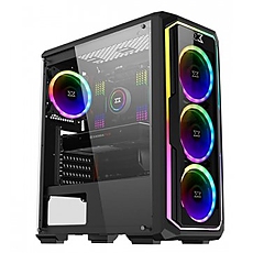 Chassis Leco Plus EN43453, ATX, Micro ATX, USB3.0x1, USB2.0x2, Left Tempered Glass ,2PCS Removeable TG&Meshed FP, 4PCS CY120, RGB Reset Switch,Frontx3 & Rearx1