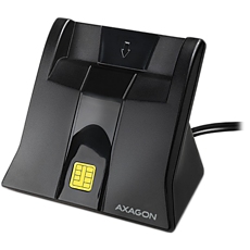 Desktop stand USB contact Smart card / ID card reader with long, fixed cable.