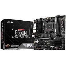 MSI B550M PRO-VDH WIFI,m-ATX,Socket AM4,AMD B550 Chipset,4 DIMMs,Dual Channel DDR4 up to 4400+(OC)MHz,1x PCIe 4.0/3.0 x16 slot,2x M.2 slots,4x USB 3.2 Gen 1,2x USB 2.0,1x HDMI,1x DP,1x VGA,WiFi,1G LAN,7.1 Audio,3y warranty