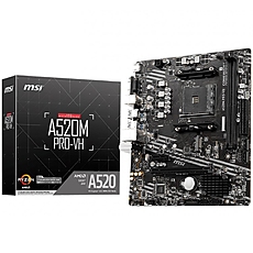 MSI A520M PRO-VH, mATX, Socket AM4, Dual Channel DDR4 4600+(A-XMP OC), 1x PCIe 3.0 x16 slot, 1x M.2 slot, 1x HDMI, 1x VGA, 4x USB 3.2 Gen 1, 2x USB 2.0, 7.1 HD Audio, 1Gbps LAN, 3Y