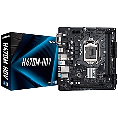 ASROCK Main Board Desktop H470M-HDV (S1200, 2xDDR4, 1 xPCIe x16, 1 xPCIe x1, 4xSATA3, GLAN, VGA, DVI-D, HDMI, 2xUSB 3.1, 4xUSB 3.2, mATX, Retail)