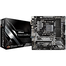 ASROCK Main Board Desktop B450M PRO4 (AM4 B450, 4xDDR4,PCIe 3.0 x16,PCIe 2.0 x1, M.2, 4 SATA3, Type -C, 7 USB,VGA, DVI, HDMI) mATX