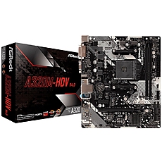 ASROCK Main Board Desktop AM4 A320, 2xDDR4, 1xPCI-E x1, 1xPCI-E x16, HDMI, DVI-D, D-Sub, 4 SATA3, 1 Ultra M. , 6 USB 3.0 (2 Front, 4 Rear)