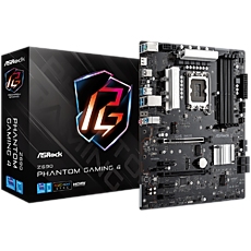 ASROCK Main Board Desktop Z690 Phantom Gaming 4 (S1700, Z690, 4x DDR5, 2x PCIe x16, 3x PCIe x1, 4x SATA3 6.0Gb/s, 3x m.2 PCIe Gen4x4, RAID 0,1,5,10, 10x USB 3.2, 1x USB-C 1x RJ-45 1GB Lan, HDMI, ATX, Retail.