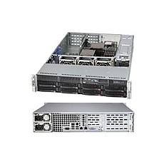 Supermicro server chassis Rackmount 2U w/ 500W Redundant 80 Plus Platinum Level Certified Power Supply w/ PMBus, for Motherboard up to 13.68in x 16.5in E-ATX maximum size - Includes 8x 3.5in Hot-Swap SAS/SATA Drive Bays, SAS/SATA Backplane, DVD-ROM