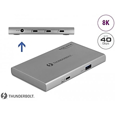 Delock Thunderbolt 4 …ъ± - 3x Thunderbol 4, 1x USB-A, сив