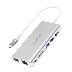 Orico докинг станция Type-C Docking Station Power Distribution - HDMI, USB3.0 x 2, LAN, SD, VGA, Audio - XC-304-SV