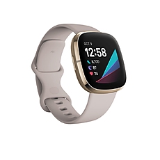 Fitbit Sense, Lunar White Soft Gold Stainless Steel