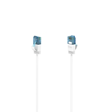 Мрежов кабел HAMA Flexi-Slim, U/UTP CAT 6a, 10 Gbit/s, RJ-45 - RJ45, 0.75 m, Бял