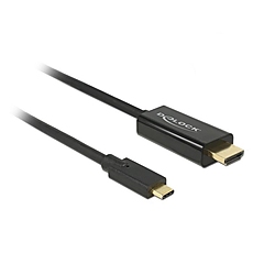 Кабел Delock, USB-C мъжко - HDMI мъжко, 2.0 m, 4K 30 Hz, 2 m, Черен