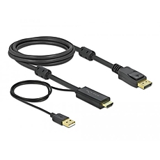 Кабел Delock HDMI мъжко - DisplayPort USB мъжко, 4K 30 Hz, 2 м, Черен